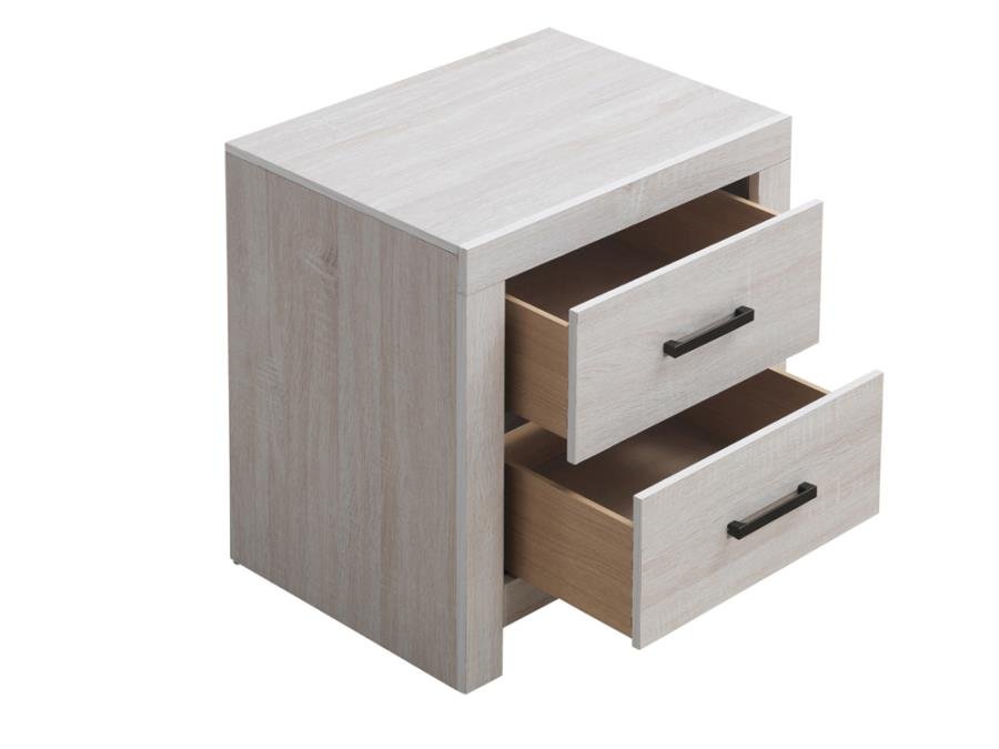 Transitional 2-Drawer Nightstand in Coastal White - HER Home Design Boutique